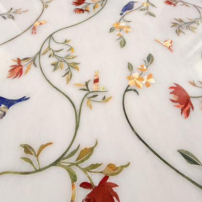 Handcrafted Italian marble Center table Intricate floral gemstone inlay pattern