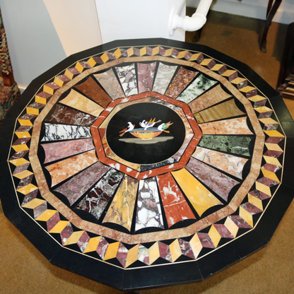 Handcrafted marble inlay Table top with Pietra Dura design