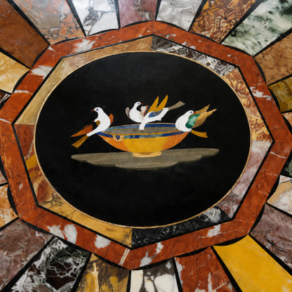 Handcrafted marble inlay Table top with Pietra Dura design