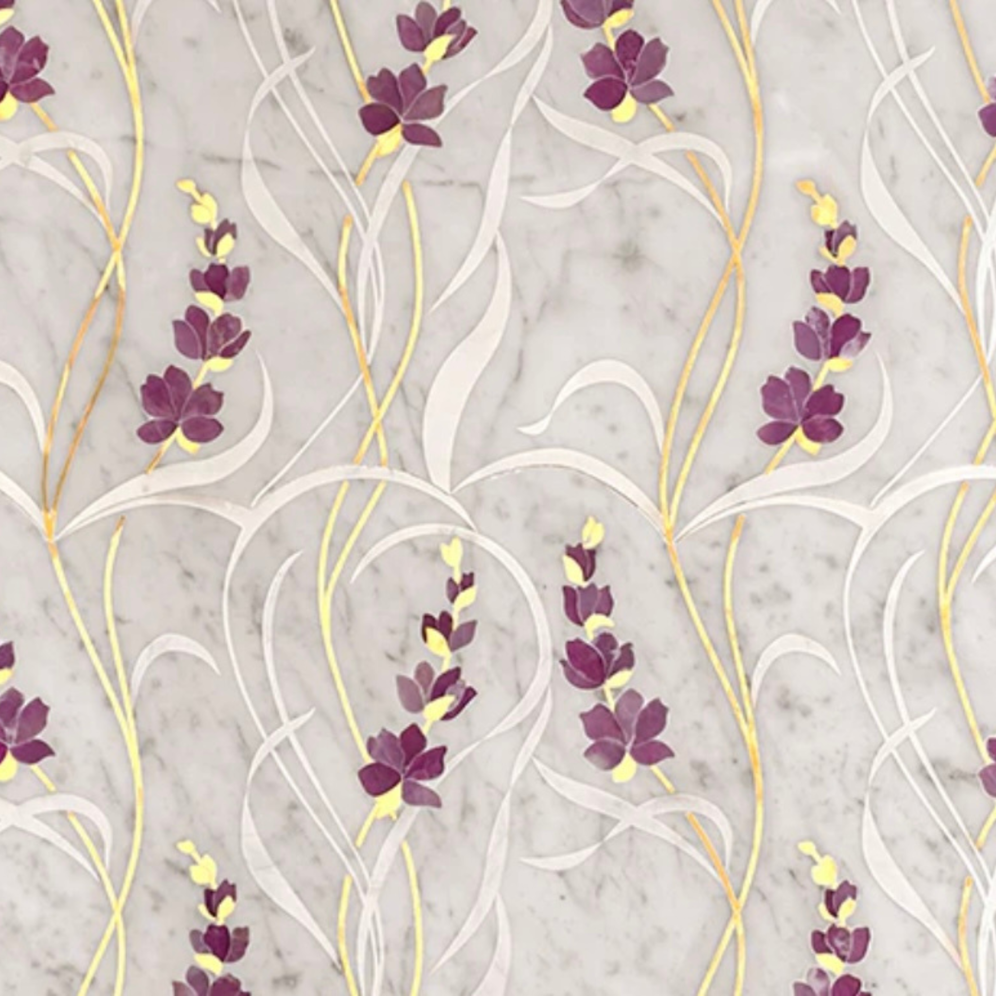 Italian pietra dura Handcrafted Wall Panel with amethyst and metal inlay