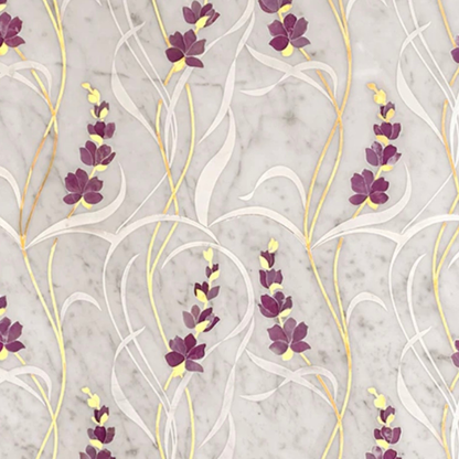 Italian pietra dura Handcrafted Wall Panel with amethyst and metal inlay